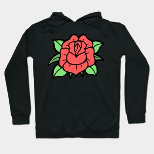 Doodle Red Rose Traditional Tattoo Hoodie